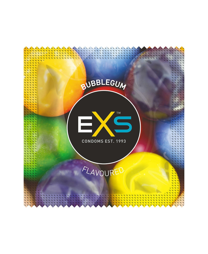 Préservatifs x2 lubrifiés en latex goût bubble gum 54mm 